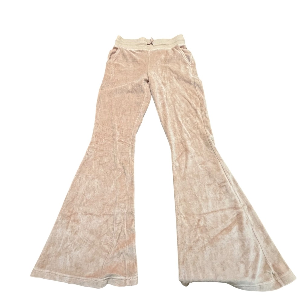Aerie Velour Flare Pants Tan Brown Drawstring Waist Pockets XS